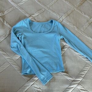 Blue Long sleeve Crop top